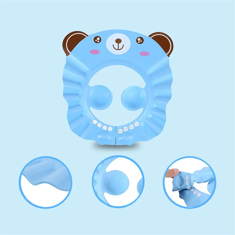 Baby Shower Soft Cap Adjustable Hair Wash Hat for Kids Ear Protection Safe Children Shampoo Bathing Shower Protect Head Cover - Acros