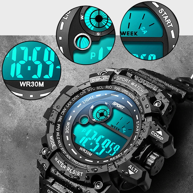 New Men LED Digital Watches Luminous Fashion Sport Waterproof Watches For Man Date Army Military Clock Relogio Masculino - Acros