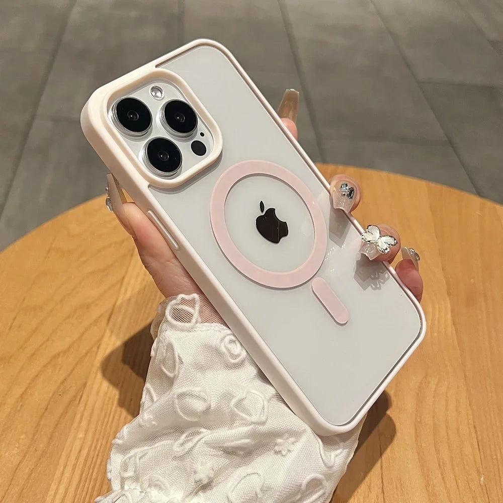 Matte Natural Titanium magnetic charging phone case for iPhone 16 15 14 13 12 11 Pro Max Plus Mini magsafe shockproof hard cover - Acros