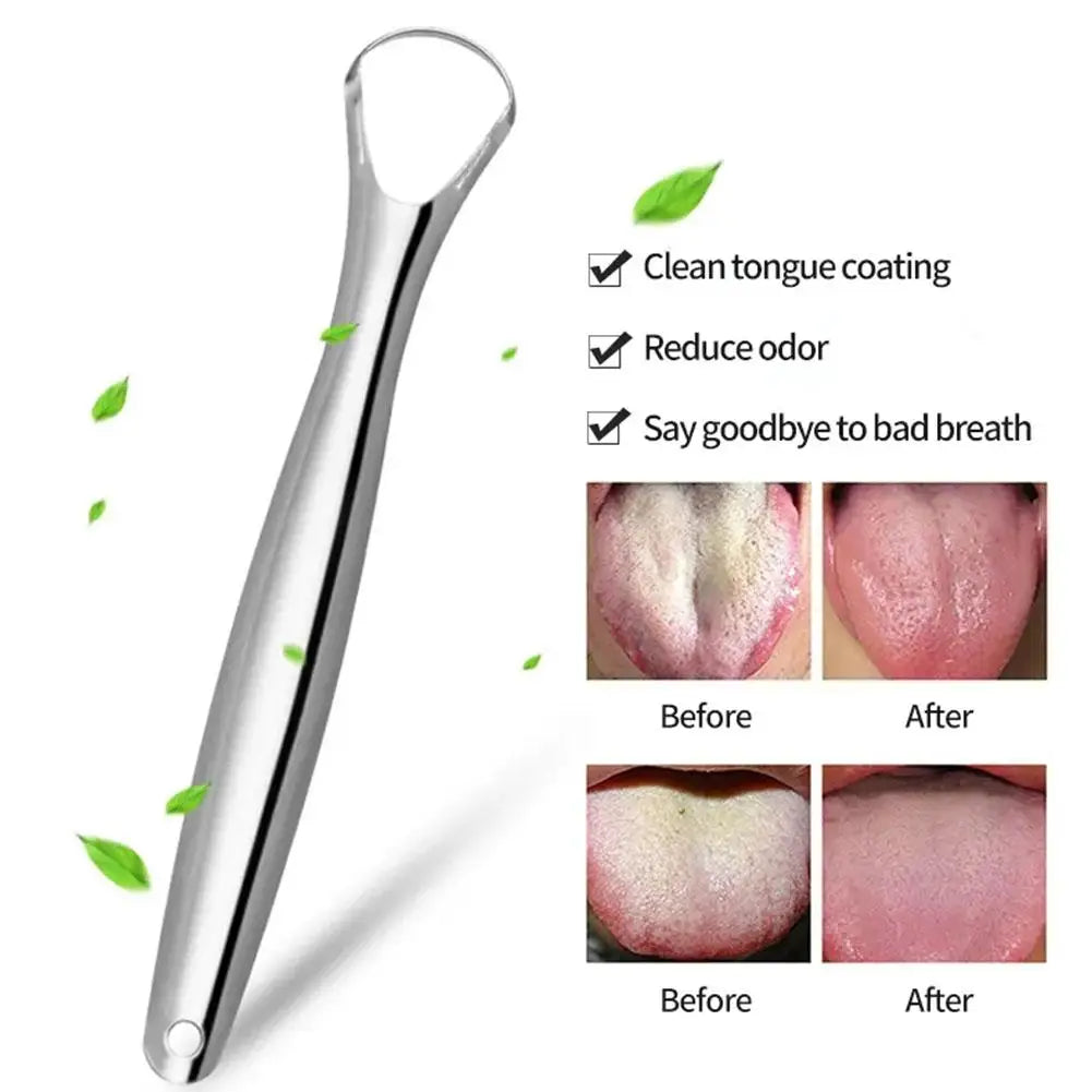 Ansoff portable stainless steel tongue scraper with single layer design for fresh breath and oral hygiene.