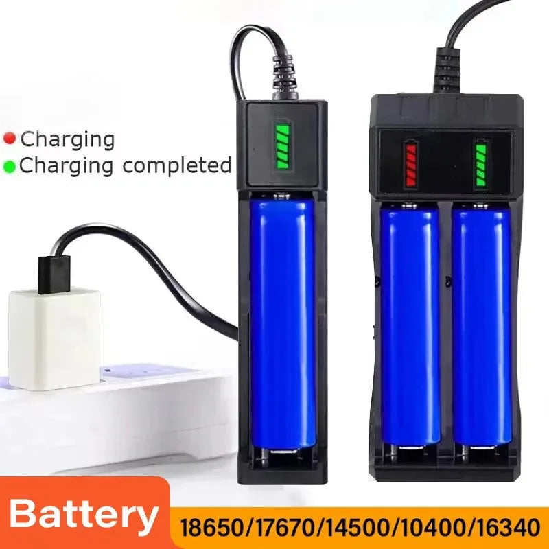 18650 Battery Charger 1/2/4 Slots Dual 18650 Charging 3.7V  Rechargeable Lithium Battery USB Charger For 16340 14500 18650 - Acros