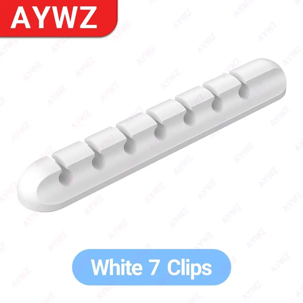 Ansoff adhesive cable holder clips for organizing USB charging, power, and mouse cables on desktop or nightstand.