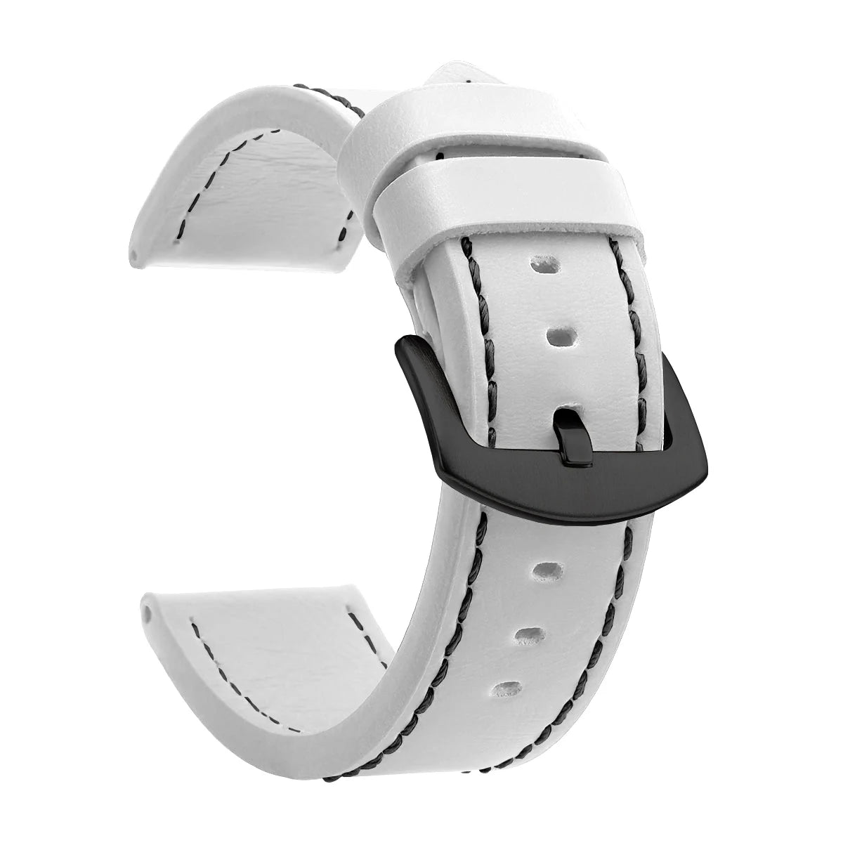 Ansoff SAMCO leather sport watch band with stainless steel buckle, available in 18mm to 24mm sizes, vintage style watch strap