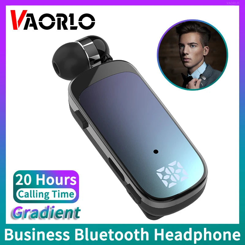 Ansoff K65 Lavalier Bluetooth 5.2 wireless headset with LED display, noise cancelling, for talk and music, 20-hour battery life.