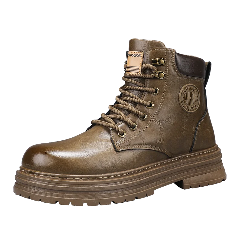 Ansoff 2026 high-top work and motorcycle boots with thick soles, casual leather design, suitable for rugged and stylish wear.