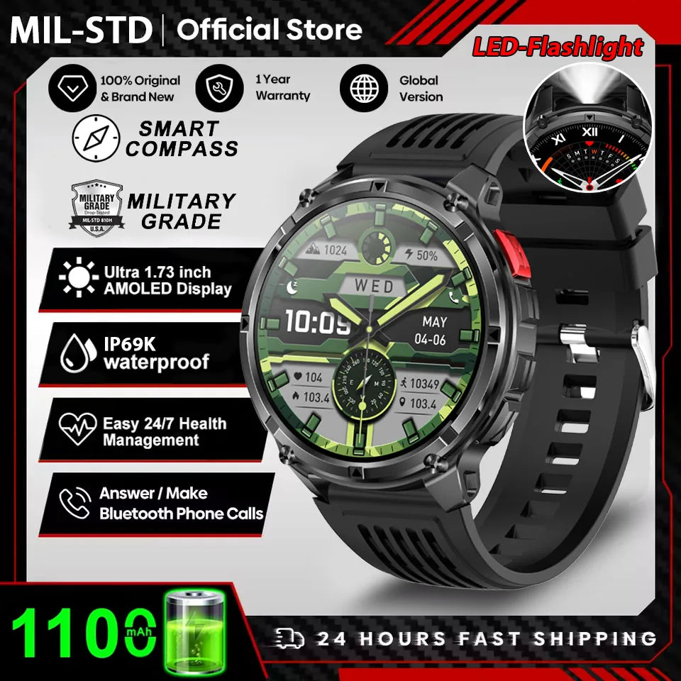 New T-Rex3 Ultra 1100mAh Battery Smart Watch GPS Track Compass IP69K Waterproof Sports tracker Outdoors Military Smartwatches - Acros