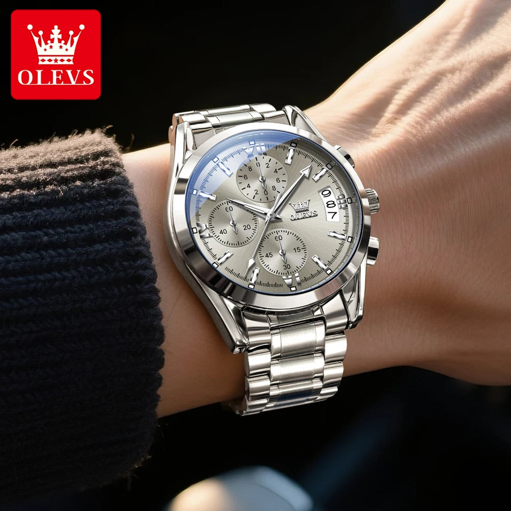 OLEVS 2987 Watches For Man Multifunctional Chronograph Quartz Watch Waterproof Luminous Watches Original Business Brand Reloj - Acros