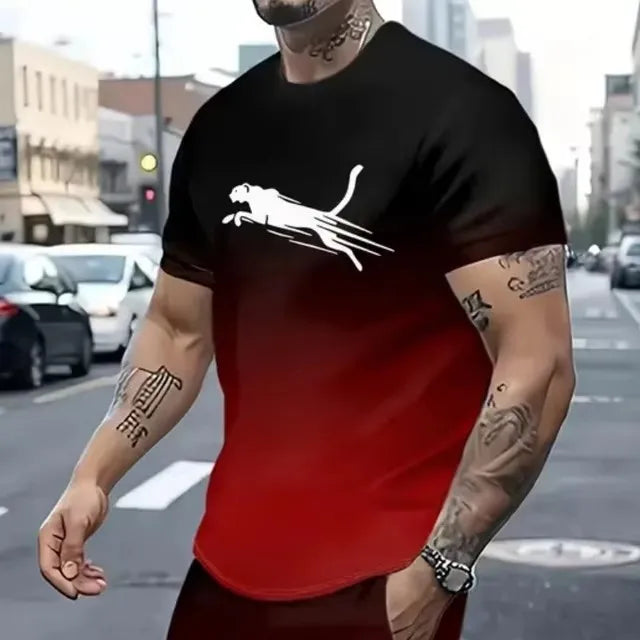 2025 Sweatshirt Street Fashion Short Sleeve T-shirt Loose Men's Digital Print - Acros