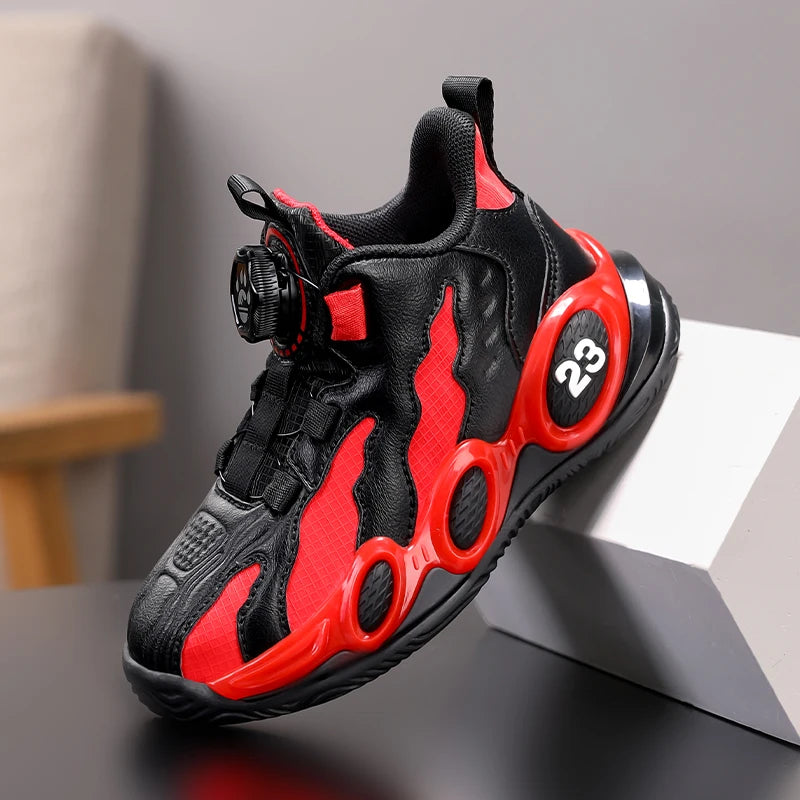 Ansoff kids' high-top basketball shoes with PU leather, casual sports design, suitable for boys and girls, comfortable gym trainers