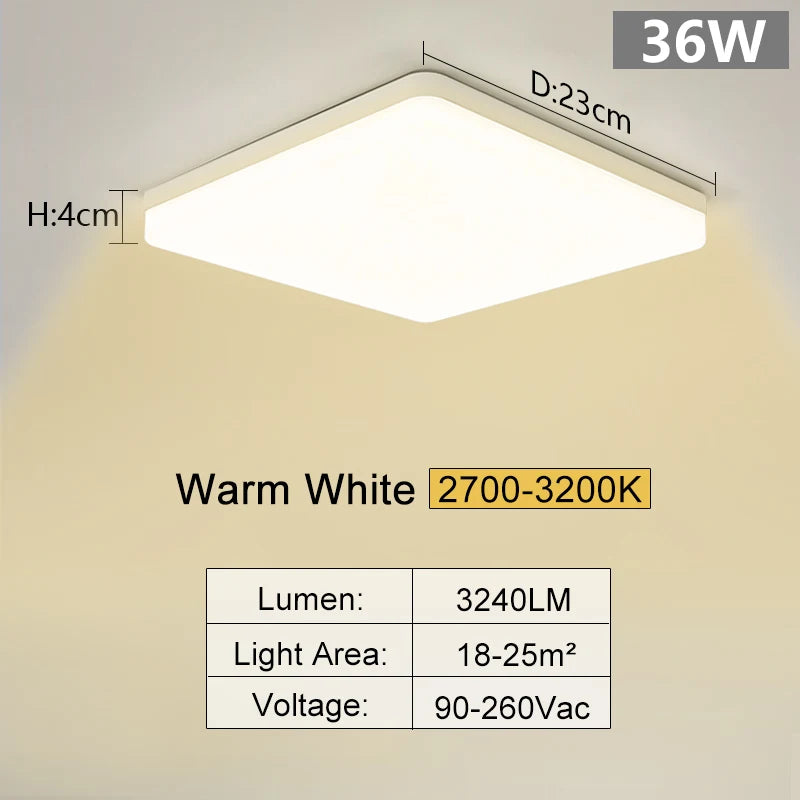 MARPOU Square Led ceiling lamp bedroom lighting Neutral white cold white warm white 48W 36W 24W 18W led ceiling light room - Acros
