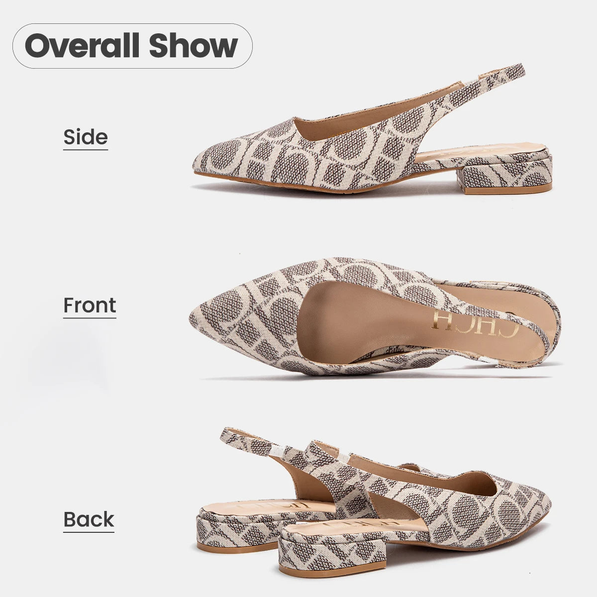 Classic Style Fashion Women's Heeled Single Shoes Wear Comfortable Letter Print Design Retro Versatile - Acros