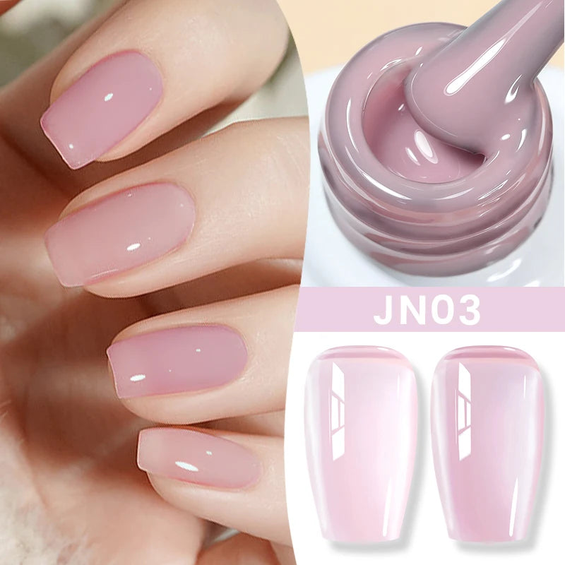 BORN PRETTY Jelly Nude Gel Nail Polish 10ml Light Pink Peach Translucent Color UV Light Cure Gel Varnish Nail Art DIY at Home - Acros