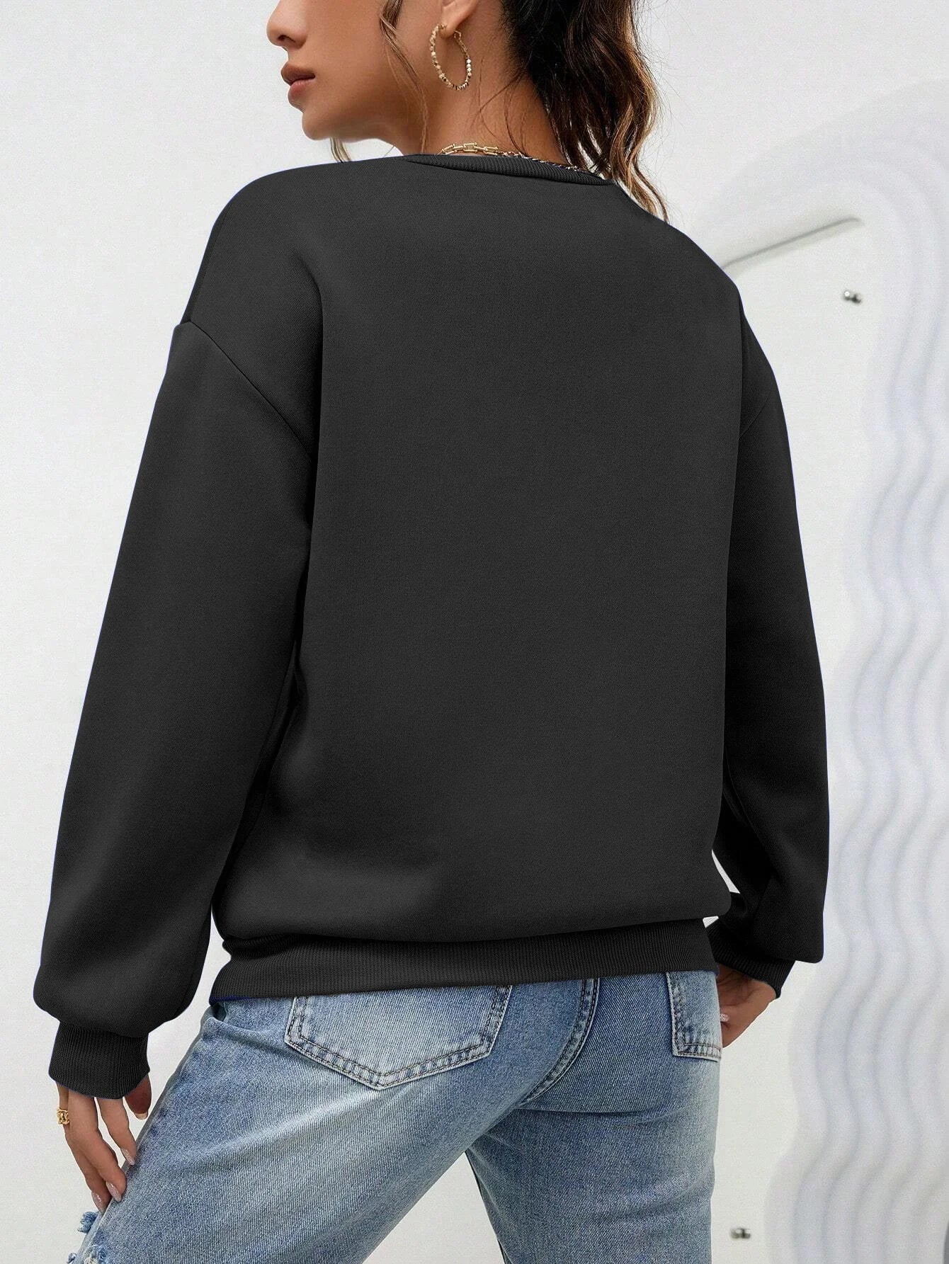 Woman Sweatshirt Casual Solid Color All-Match Clothing Loose Fashionable Pullovers Autumn Crewneck Warm  Female Hoodies - Acros