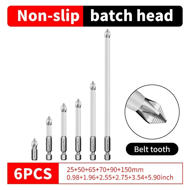 6 PCs Non-Slip Magnetic Cross Head Household Electric Driver Screw Set - High Hardness Hand Drill Bits for Electric Screwdrivers - Acros