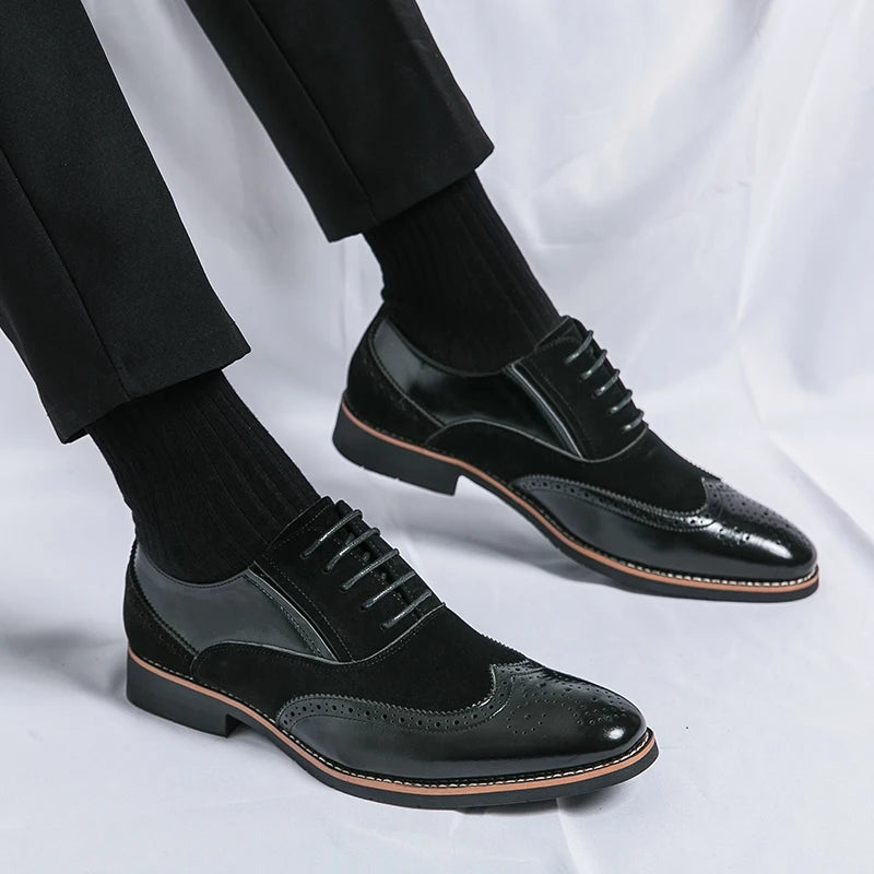 Ansoff men's retro Oxford shoes with classic brogue detailing, suitable for casual, business, or wedding attire.