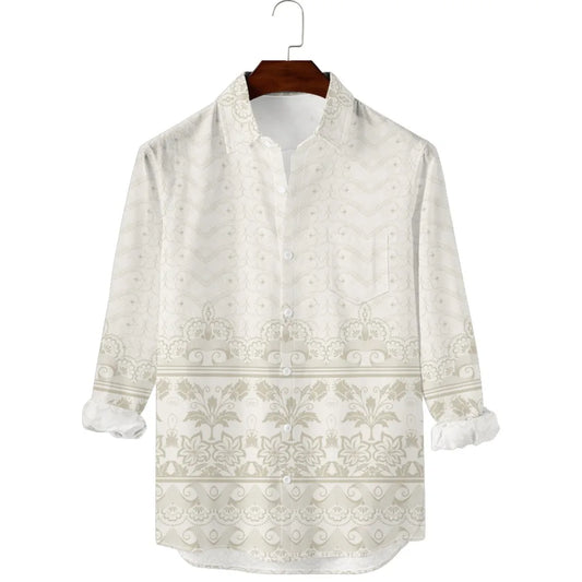 Ansoff men's Hawaiian button-up shirt with retro floral print, full sleeves, casual streetwear style, ideal for resort or travel wear.