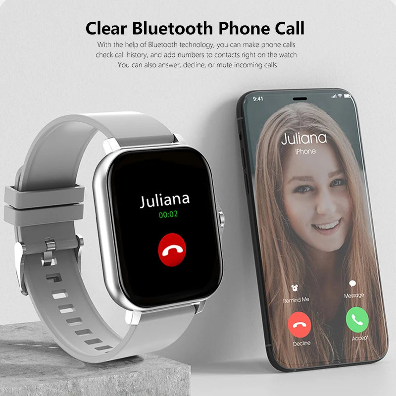 Ansoff 1.83-inch sport smart watch with fitness tracking, health monitor, waterproof design, wireless calling for men and women.