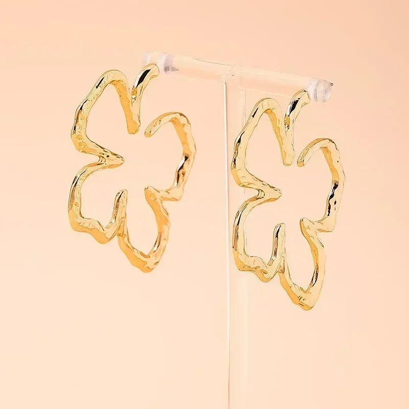 Vintage Geometry Irregular Eardrop Personality Asymmetry Dripping Oil Earrings for Women Fashion Daily Commuting Jewelry Gifts - Acros