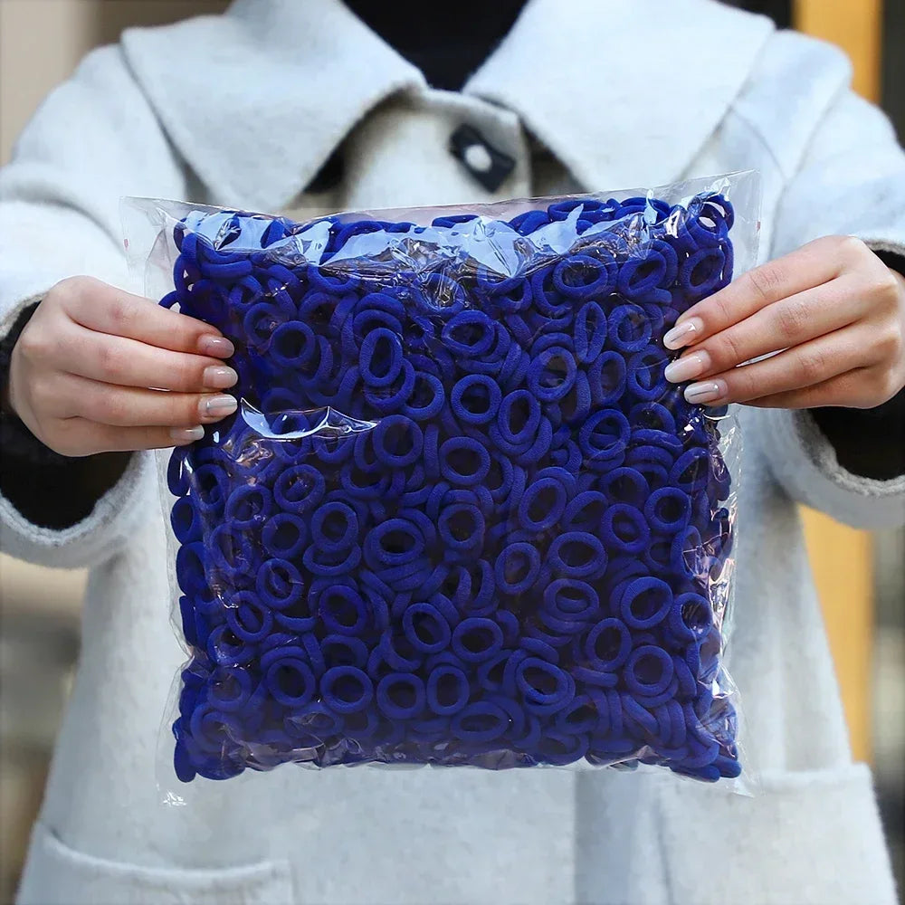 50Pcs/bag Colorful Basic Nylon Ealstic Hair Ties for Girls Ponytail Hold Scrunchie Rubber Band Kid Fashion Hair Accessories - Acros