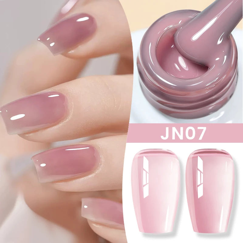 BORN PRETTY Jelly Nude Gel Nail Polish 10ml Light Pink Peach Translucent Color UV Light Cure Gel Varnish Nail Art DIY at Home - Acros