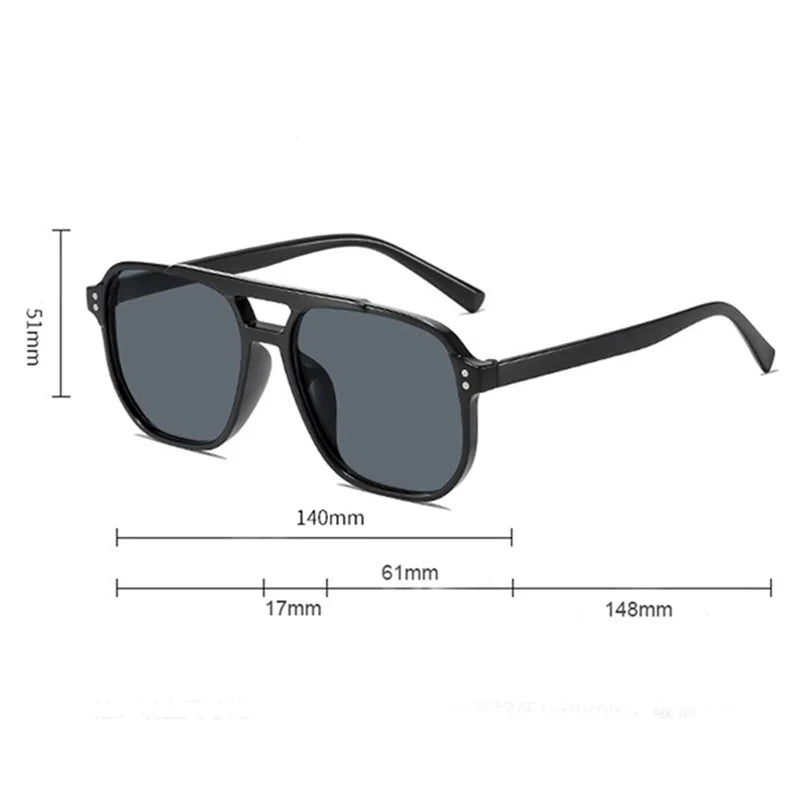 Vintage Men Women Big Sunglasses Men Square Shades Brand Designer Unisex Sun Glasses Black Lense Male Female Sunglasses UV400 - Acros