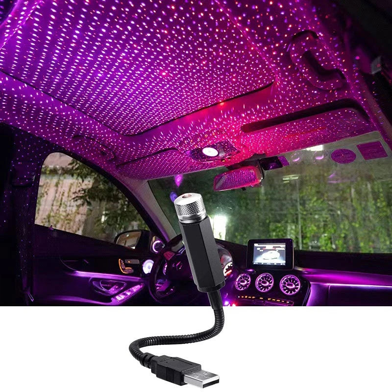 Mini LED Car Roof Star Night Light Projector Atmosphere Galaxy Lamp USB Decorative Adjustable for Auto Roof Room Ceiling Decor - Acros