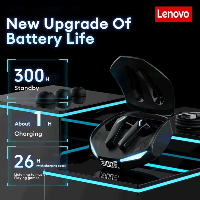 New Lenovo XT53 Wireless Upgrade Bluetooth 5.4 Earphones LED Digital Display Waterproof Headphones Low Latency Gaming Earbuds - Acros