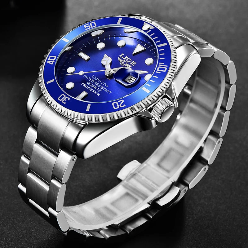 LIGE Top Luxury Watches For Men Fashion 30M Waterproof Luminous Date Quartz Wristwatches Casual Business Mens Watch Roloj Hombre - Acros