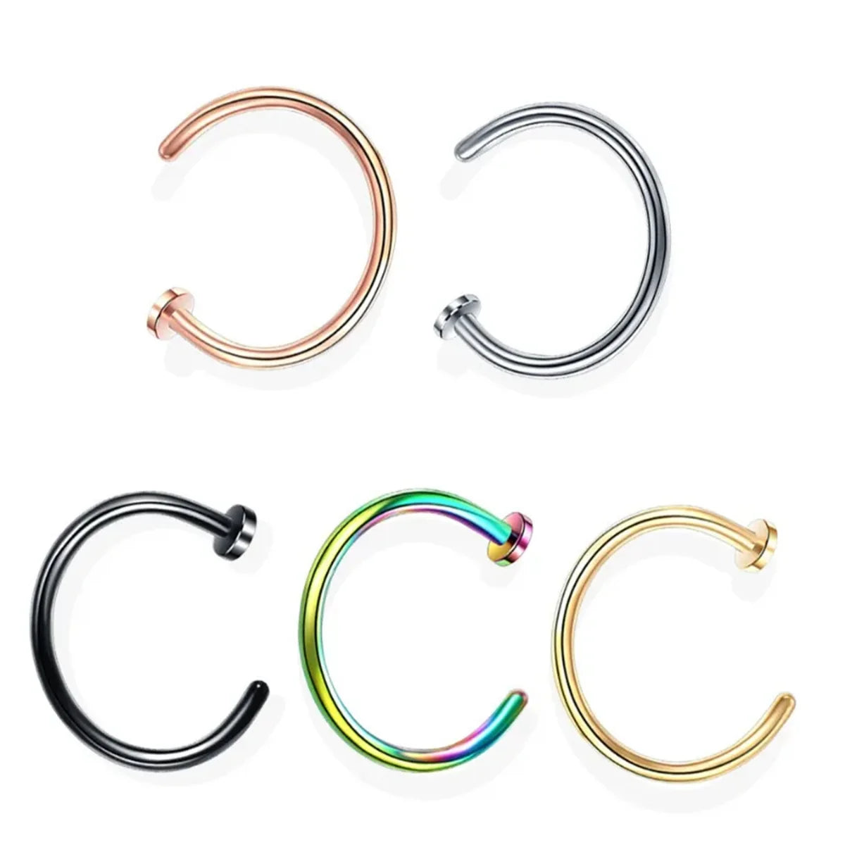 Set of 2/10 stainless steel fake nose rings for women and men, clip-on lip and labret nose piercing jewelry by Ansoff