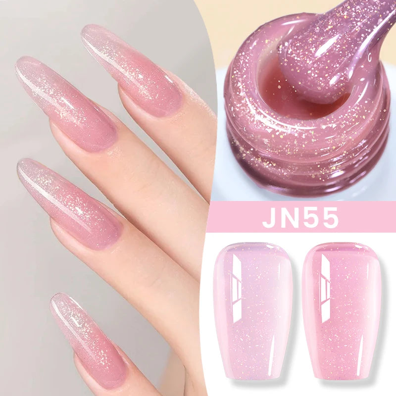 BORN PRETTY Jelly Nude Gel Nail Polish 10ml Light Pink Peach Translucent Color UV Light Cure Gel Varnish Nail Art DIY at Home - Acros