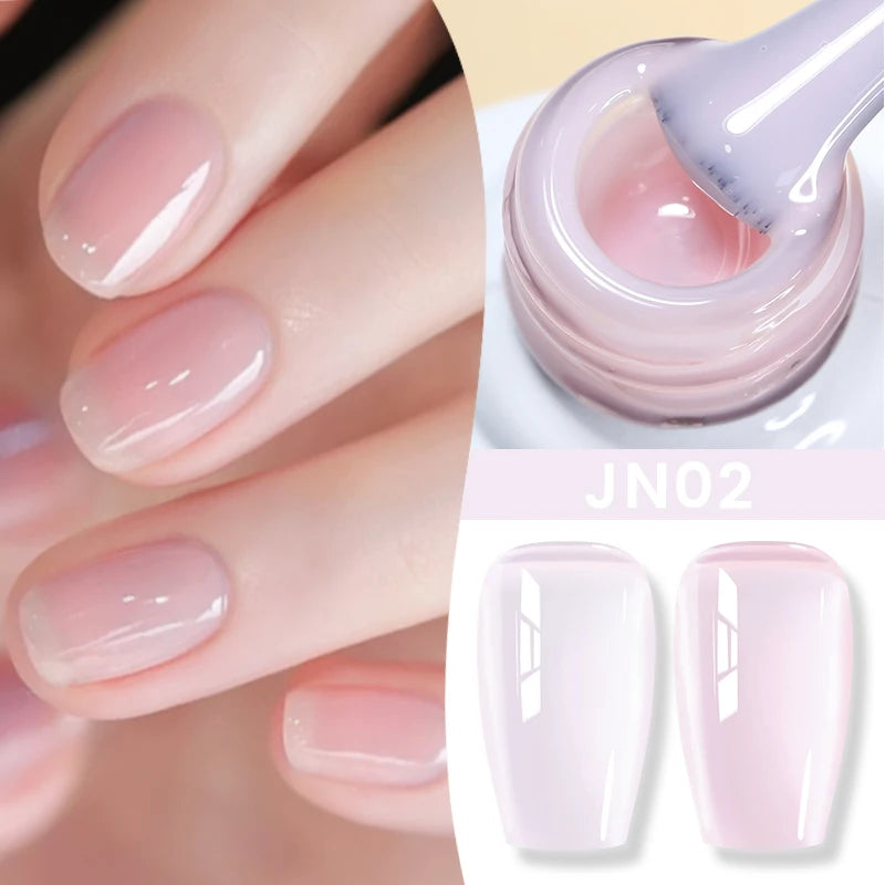 BORN PRETTY Jelly Nude Gel Nail Polish 10ml Light Pink Peach Translucent Color UV Light Cure Gel Varnish Nail Art DIY at Home - Acros