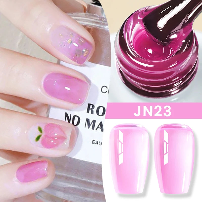 BORN PRETTY Jelly Nude Gel Nail Polish 10ml Light Pink Peach Translucent Color UV Light Cure Gel Varnish Nail Art DIY at Home - Acros