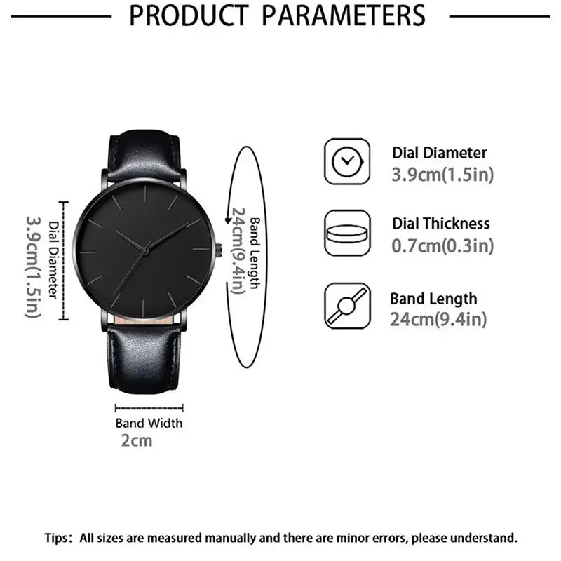 5PCS Set Fashion Mens Sports Watches Man Business Quartz Wristwatch Luxury Leather Bracelet Men Casual Clock Watch - Acros