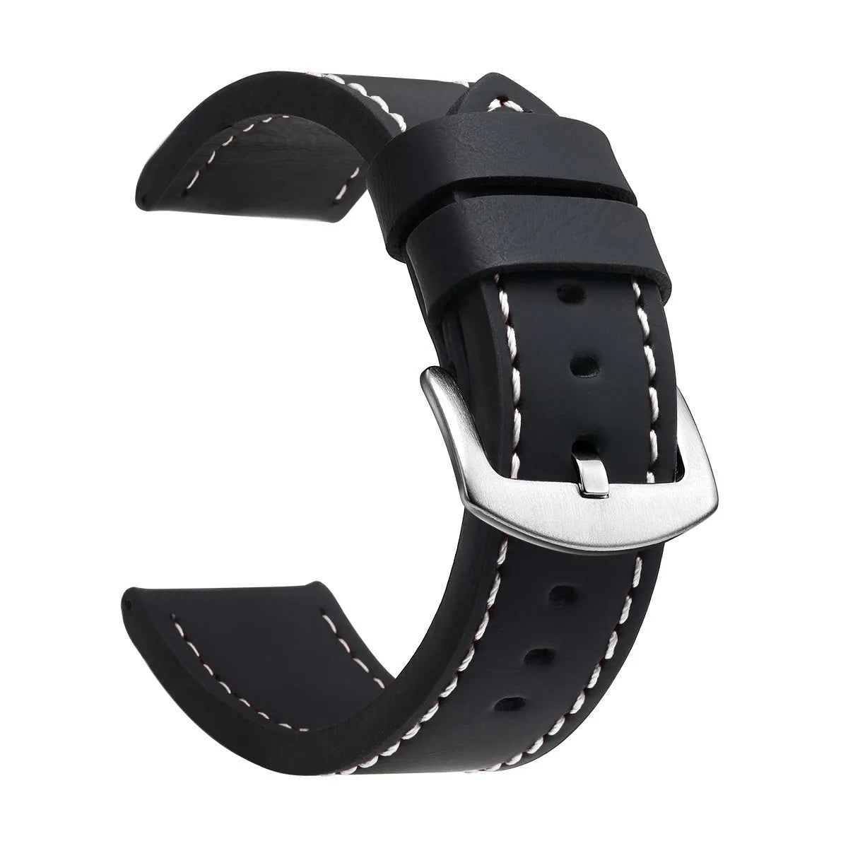 Ansoff SAMCO sport vintage leather watch band with stainless steel buckle, available in 18mm to 24mm sizes, on a watch strap.