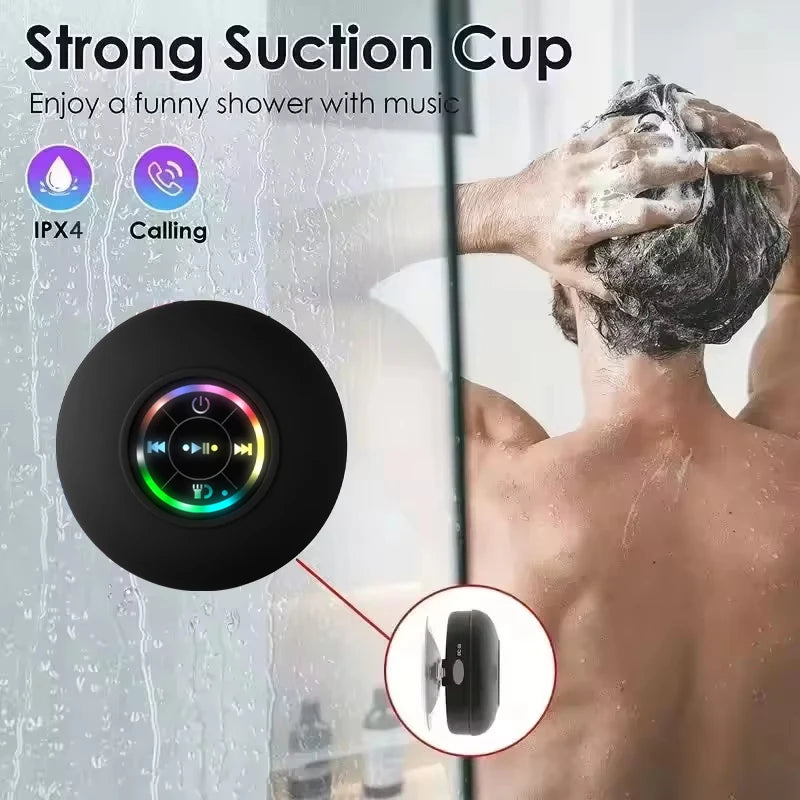 Portable Wireless Bluetooth Speaker LED Light IPX4 Waterproof Loudspeaker Outdoor Bathroom Large Suction Cup Stereo Sound Box - Acros
