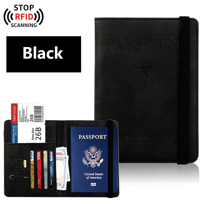 Ansoff passport holder and wallet case with multiple compartments for travel essentials, designed for women and men.