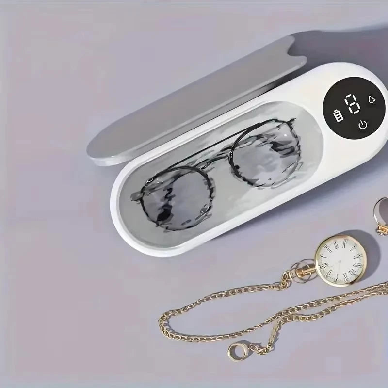 Eyeglass cleaning machine ultrahigh frequency full-automatic household cleaning jewelry mouthpiece small portable contact lens c - Acros