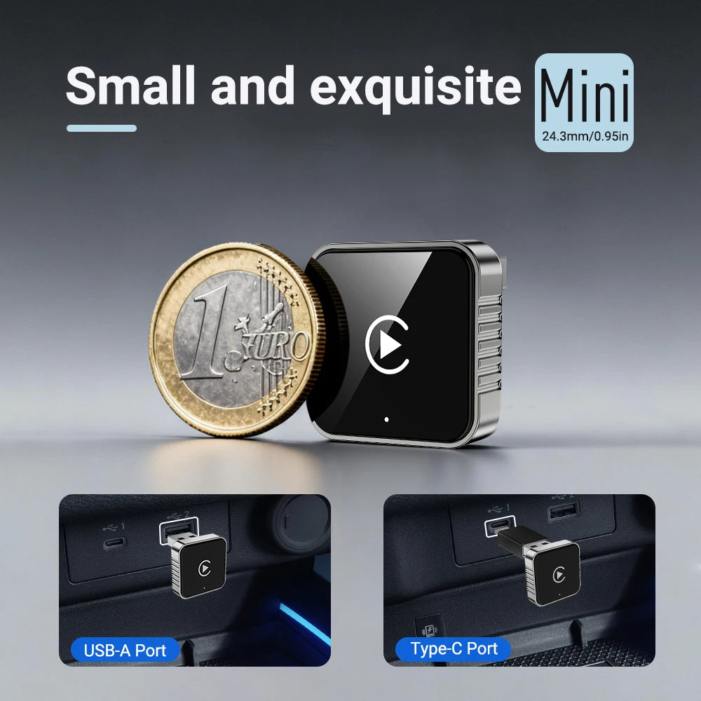 XUDA 2 in 1 Wired to Wireless CarPlay Android Auto Adapter for OEM Car Stereo With USB Dongle Mini Box Plug and Play Bluetooth - Acros