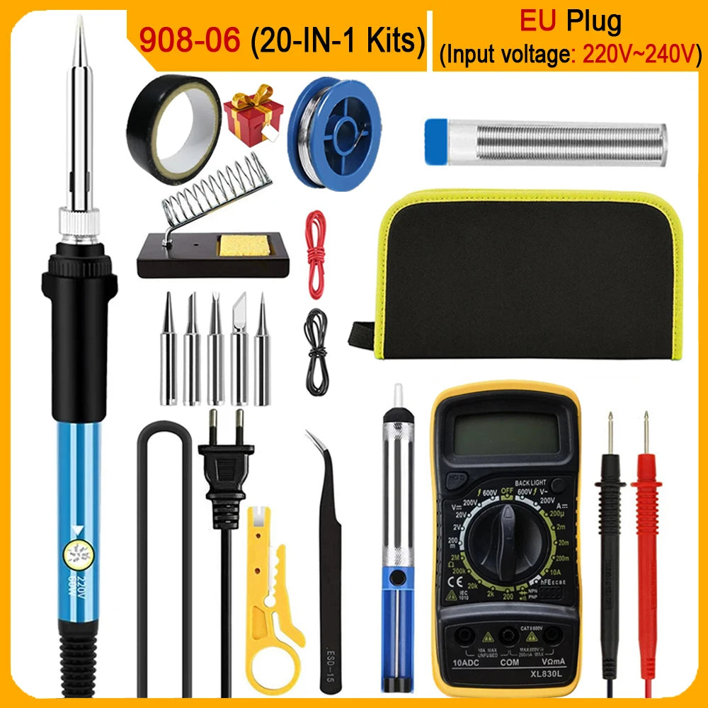 2026 Electric Soldering Iron Kits (SKU:10-IN-1)(16-IN-1)(20-IN-1) 60W Adjustable Temperature Replaceable Soldering Iron Welding - Acros