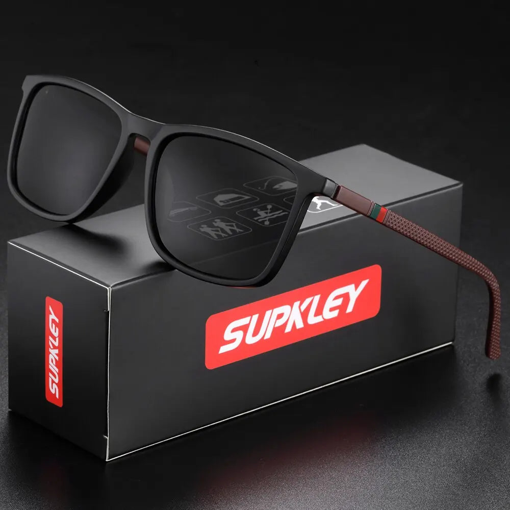 SUPKLEY Sports Sunglasses for Men Polarized Comfortable Wear Square Sun Glasses Male Light Weight Eyewear Accessory with Origina - Acros