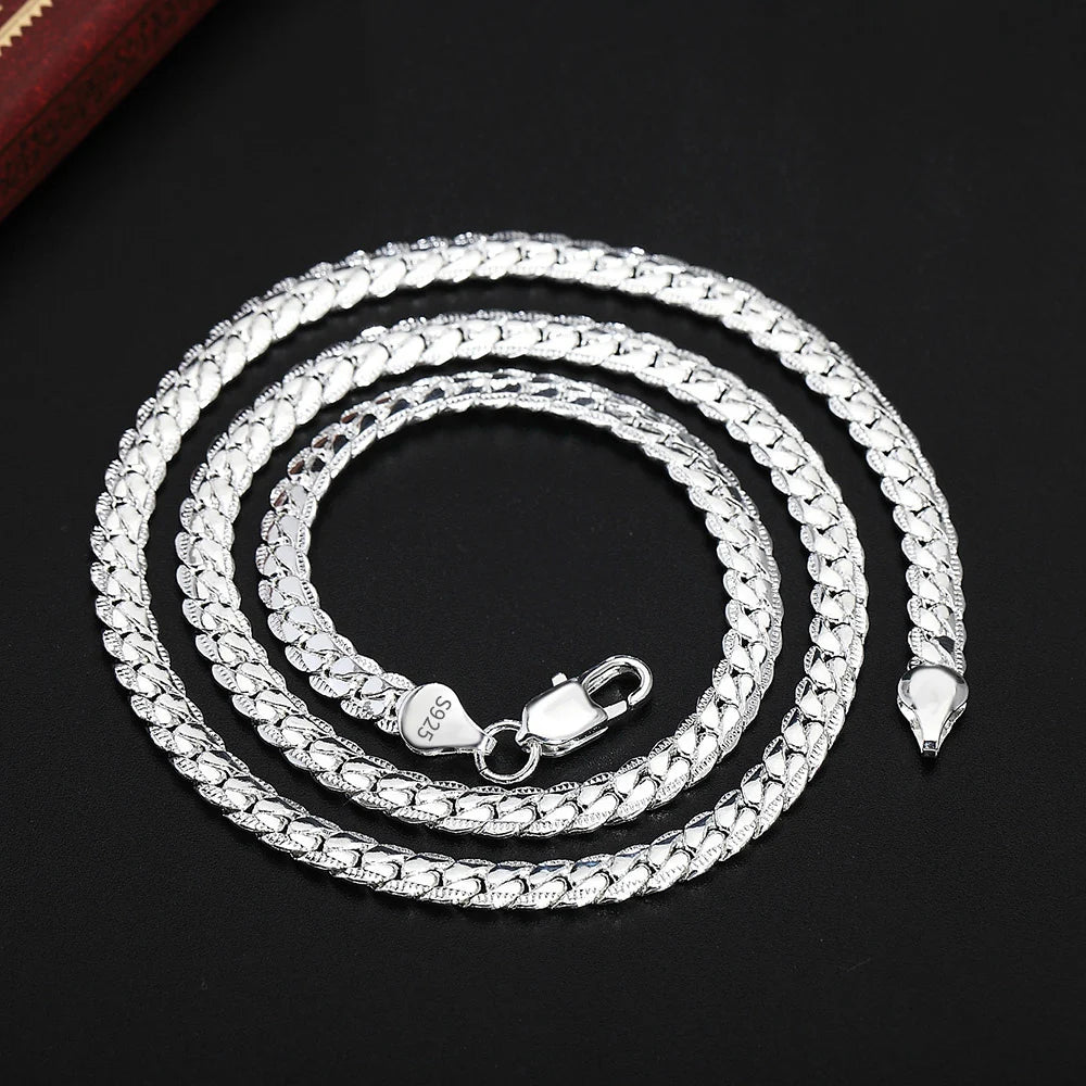 18K Gold/Silver Color 6mm Full Sideways Necklace 8/18/20/24 Inch Chain For Woman Men Fashion Wedding Engagement Jewelry - Acros