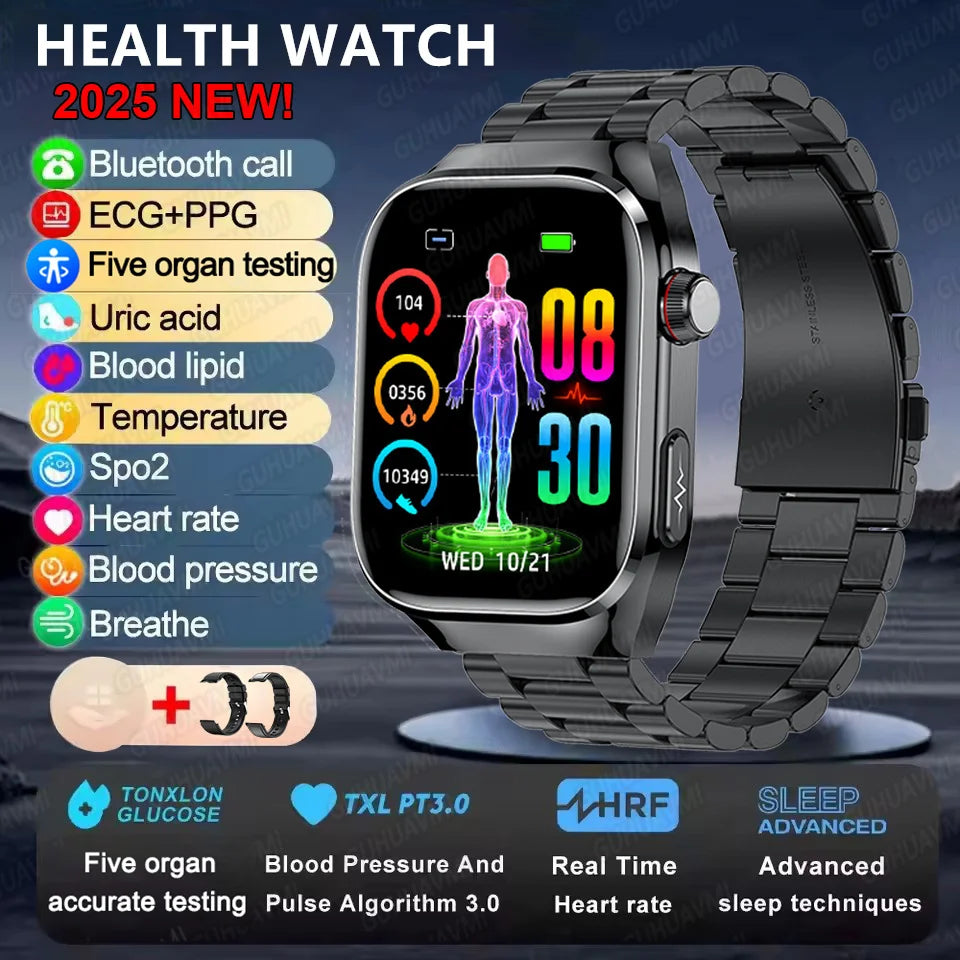 Ansoff 2025 Micro Physical Examination Smart Watch for men, featuring health monitoring, Bluetooth call, and sleek black design.