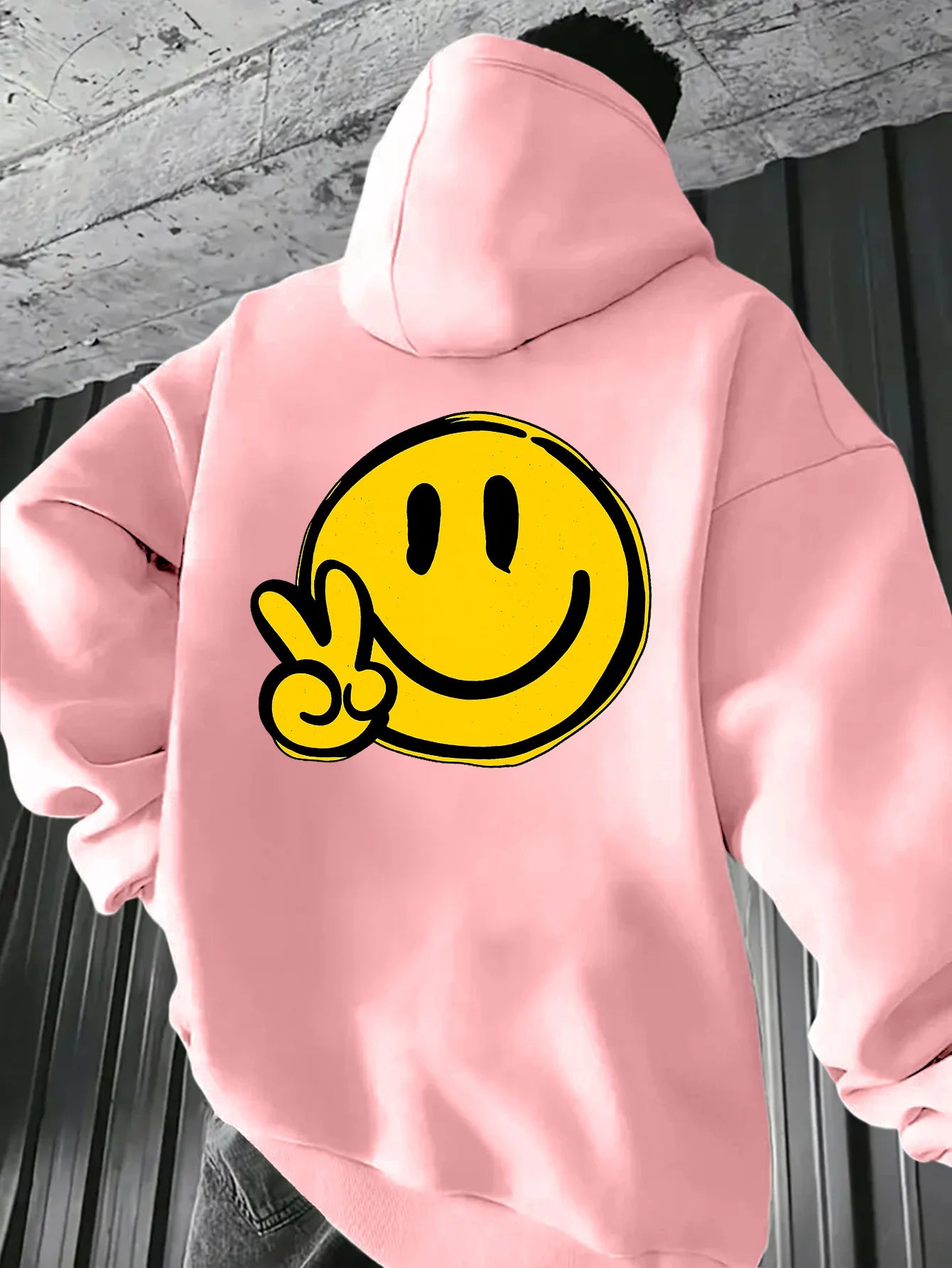 A Stylish and Comfortable Men's Hooded Sweatshirt with A Smiling Face, Perfect for Autumn and Winter Seasons - Acros