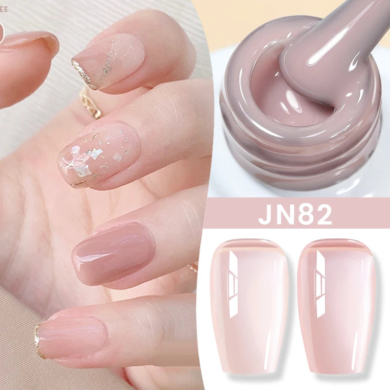BORN PRETTY Jelly Nude Gel Nail Polish 10ml Light Pink Peach Translucent Color UV Light Cure Gel Varnish Nail Art DIY at Home - Acros