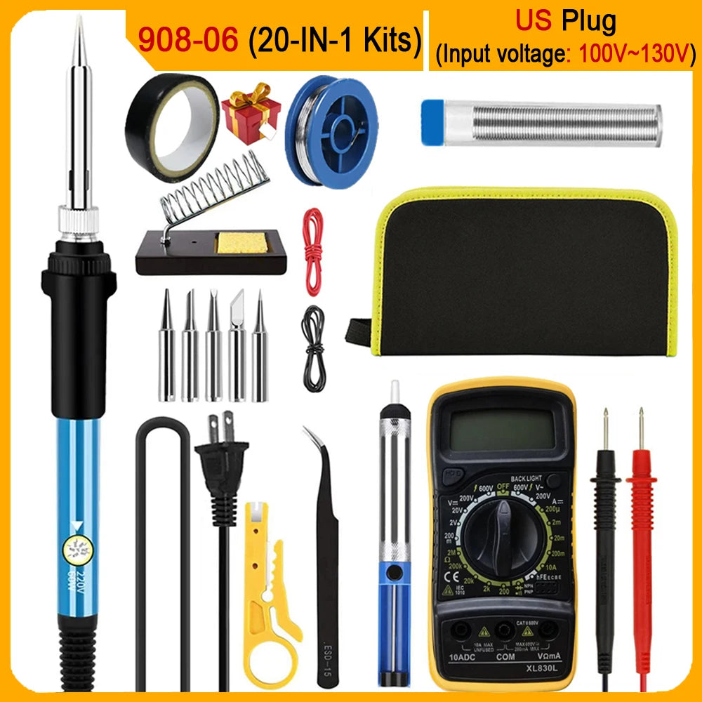 2026 Electric Soldering Iron Kits (SKU:10-IN-1)(16-IN-1)(20-IN-1) 60W Adjustable Temperature Replaceable Soldering Iron Welding - Acros