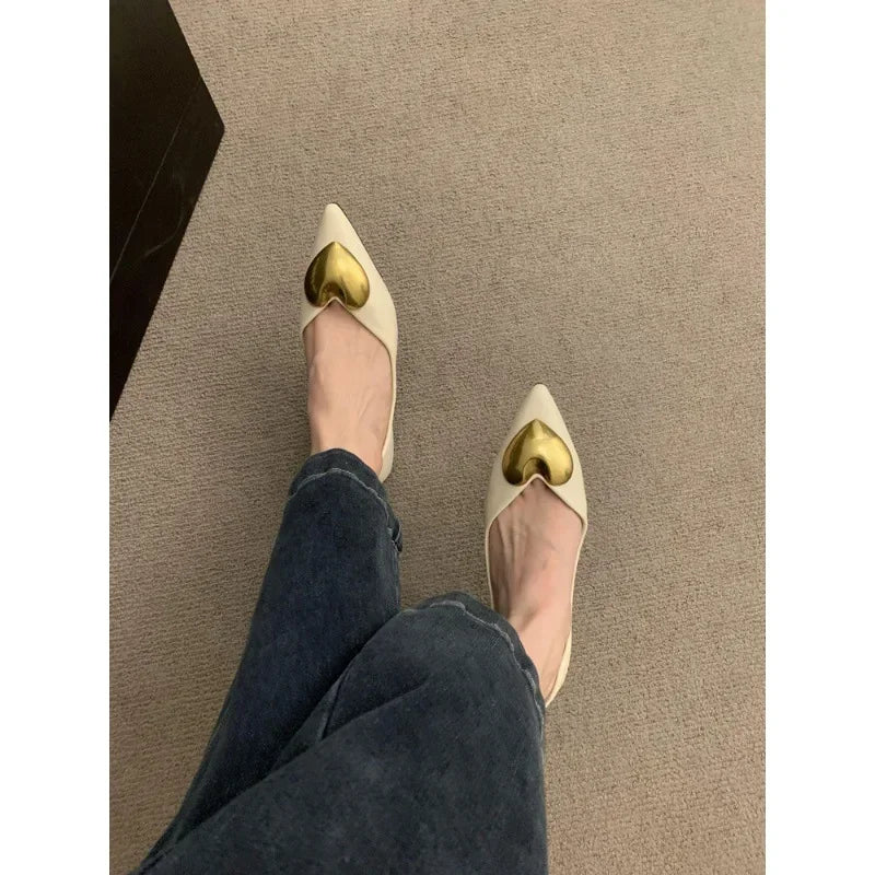 Ansoff elegant black flat-bottomed women's shoes with soft soles, ideal for spring and autumn, French style, comfortable for commuting.