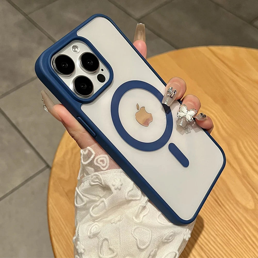 Matte Natural Titanium magnetic charging phone case for iPhone 16 15 14 13 12 11 Pro Max Plus Mini magsafe shockproof hard cover - Acros