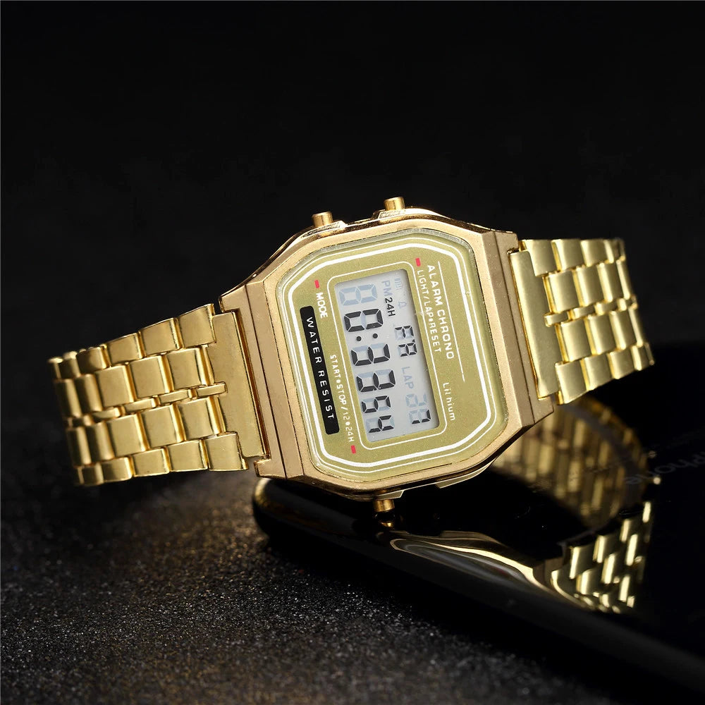 2025 Digital Watches For Men Sports Waterproof Bracelet Clock Gold Electronice LED Wristwatch Women Casucal montre homme relogio - Acros