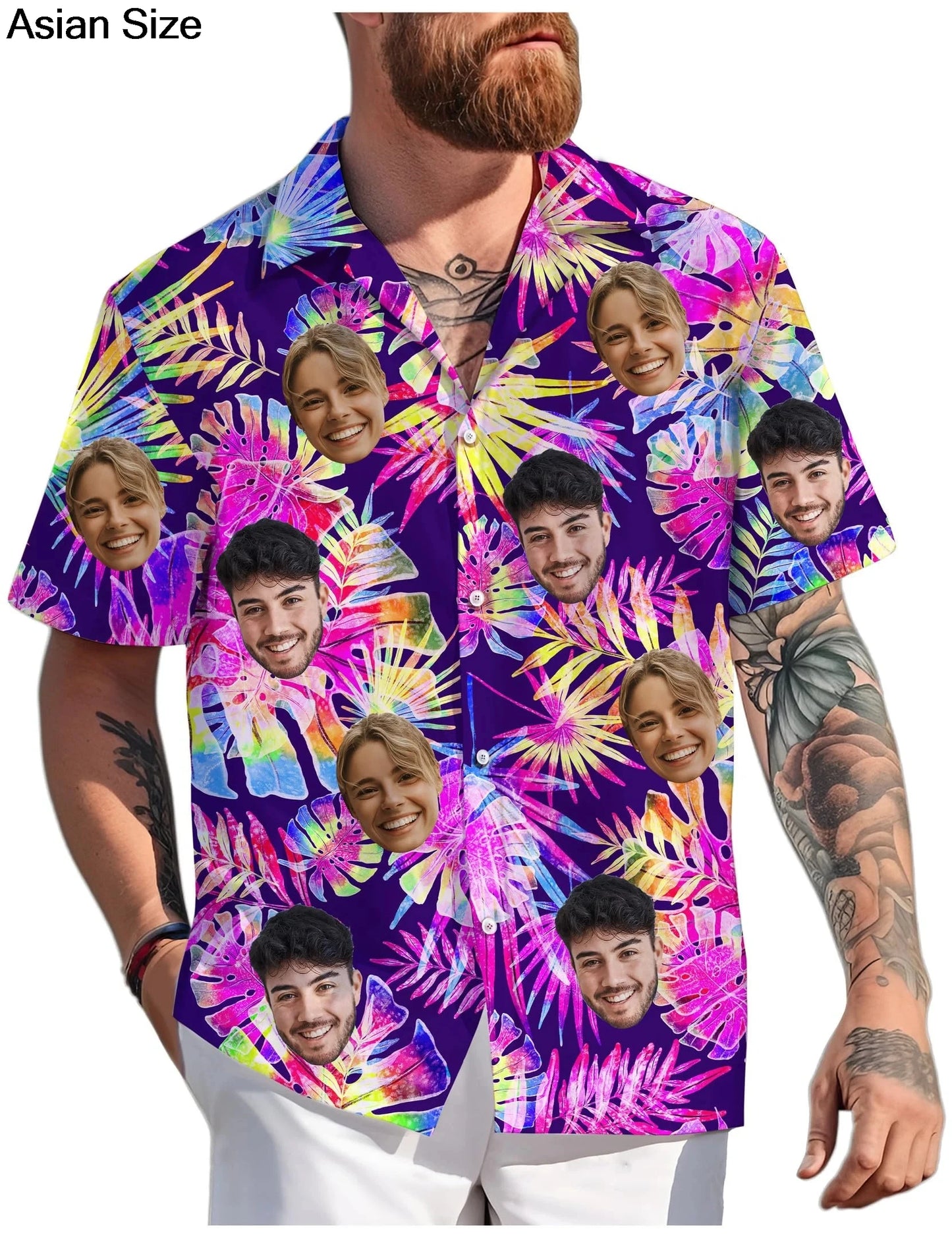 Custom Hawaiian shirt for women by Ansoff featuring face design, perfect for couples or beachwear, personalized and unisex style.