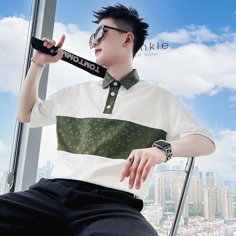 Men's trendy short-sleeve summer shirt by Ansoff, stylish high-end top for 2025, with a modern, fashionable design.